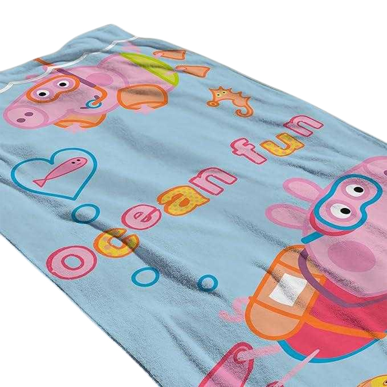 Sky Blue-Pink - Side - Peppa Pig Ocean Fun Towel
