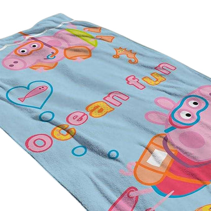 Sky Blue-Pink - Side - Peppa Pig Ocean Fun Towel