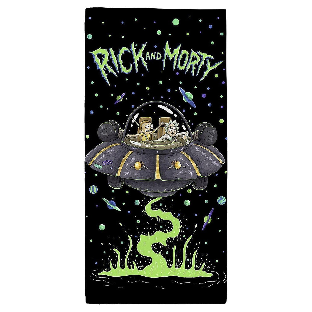 Black-Green - Front - Rick And Morty UFO Towel