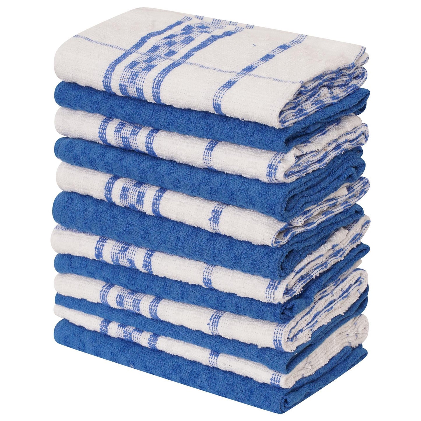 Blue - Front - K Collection Checked Tea Towel Set (Pack of 12)