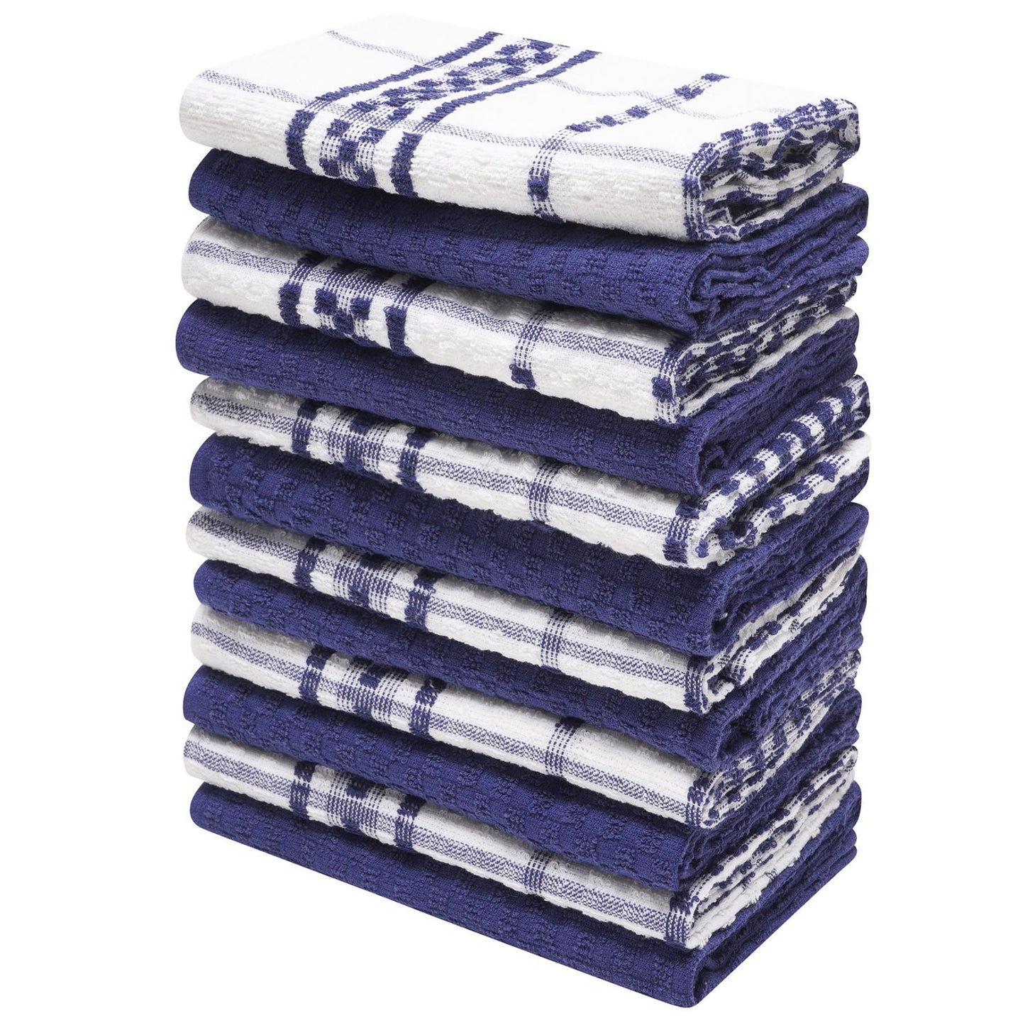 Navy - Front - K Collection Checked Tea Towel Set (Pack of 12)