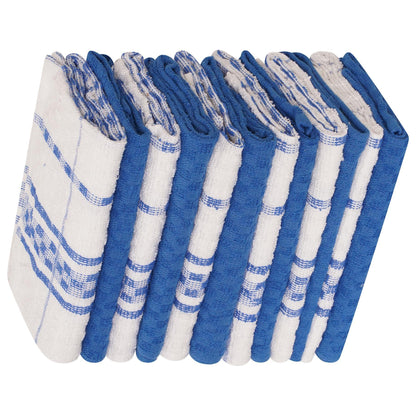Blue - Back - K Collection Checked Tea Towel Set (Pack of 12)