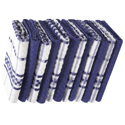 Navy - Back - K Collection Checked Tea Towel Set (Pack of 12)