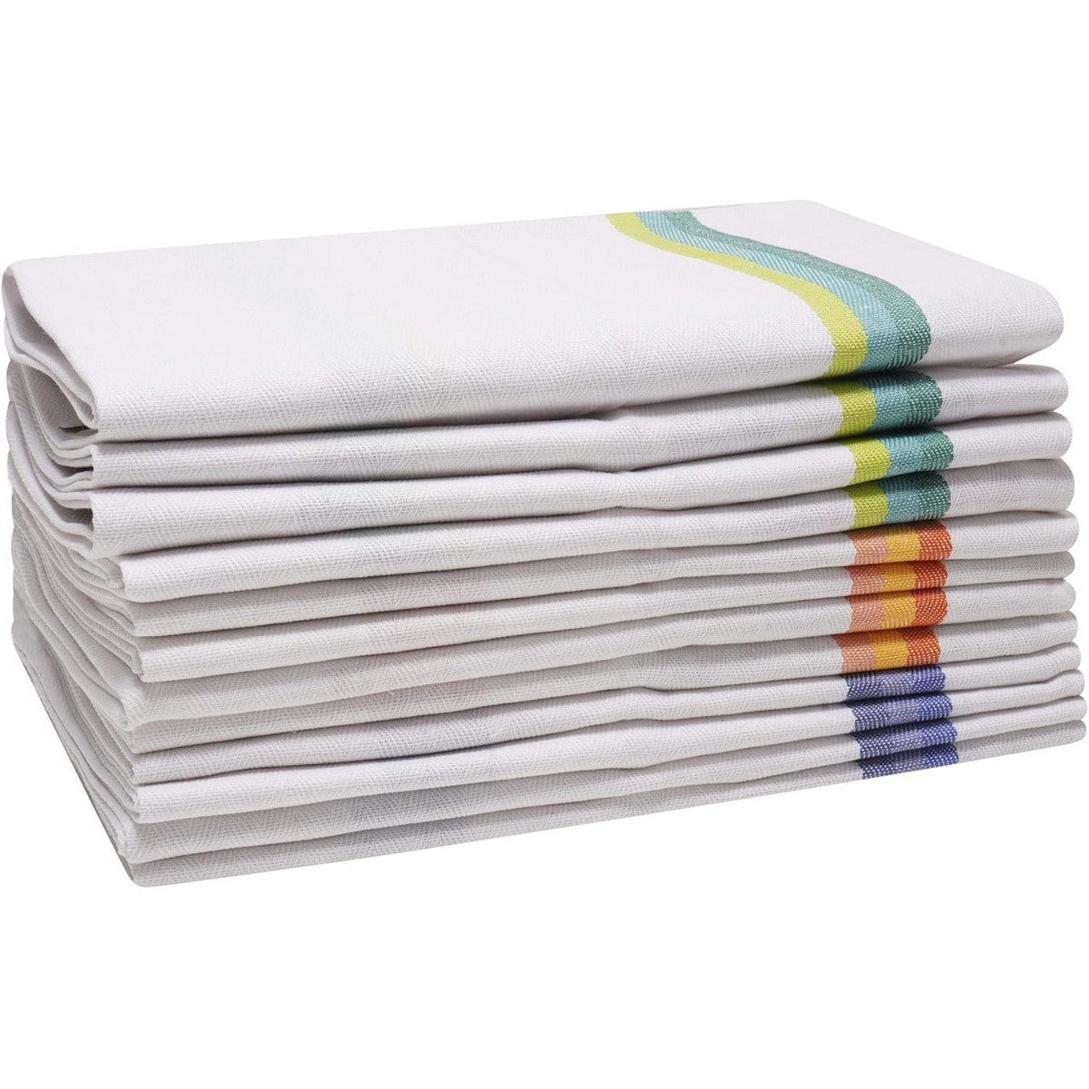 Multicoloured - Front - K Collection Stripe Tea Towel Set (Pack of 12)