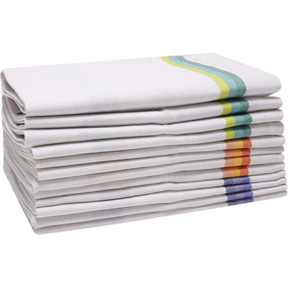 Multicoloured - Front - K Collection Stripe Tea Towel Set (Pack of 12)