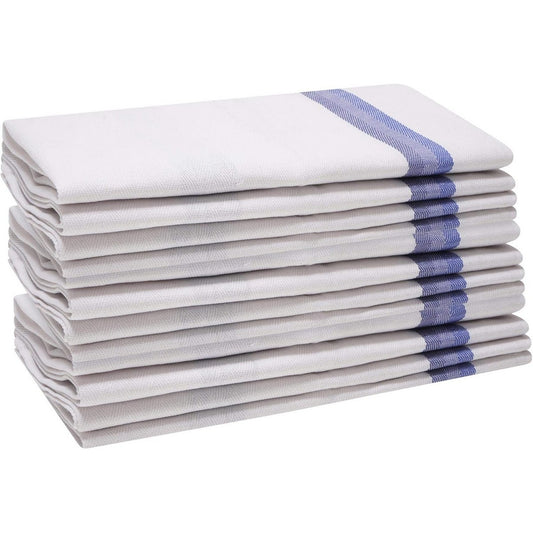 Blue - Front - K Collection Stripe Tea Towel Set (Pack of 12)