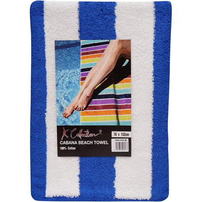 Blue - Back - K Collection Striped Beach Towel (Pack of 2)