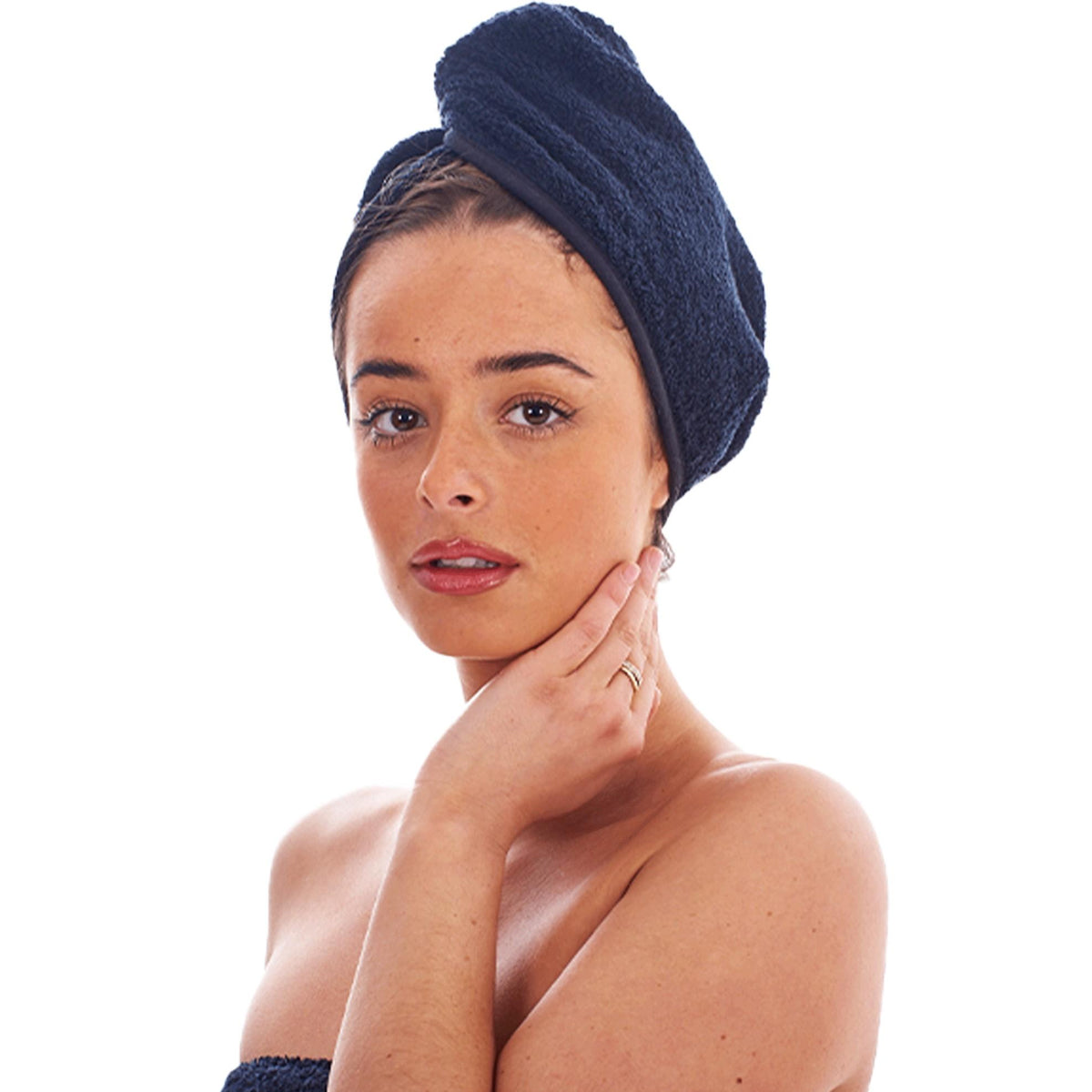 Black-Fuchsia-Aquamarine - Pack Shot - Keanu Turban Cotton Towel (Pack of 3)