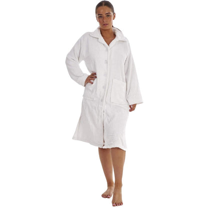 White - Side - Keanu Womens-Ladies Button-Down Cotton Towel