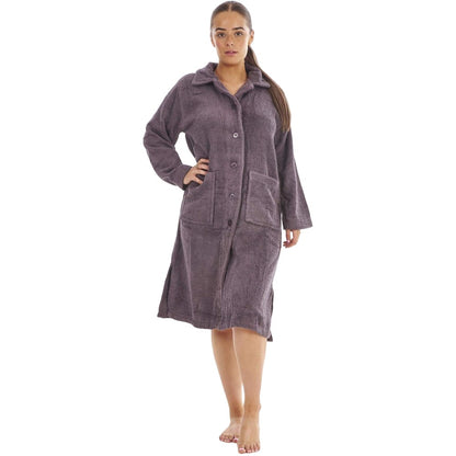 Charcoal - Front - Keanu Womens-Ladies Button-Down Cotton Towel
