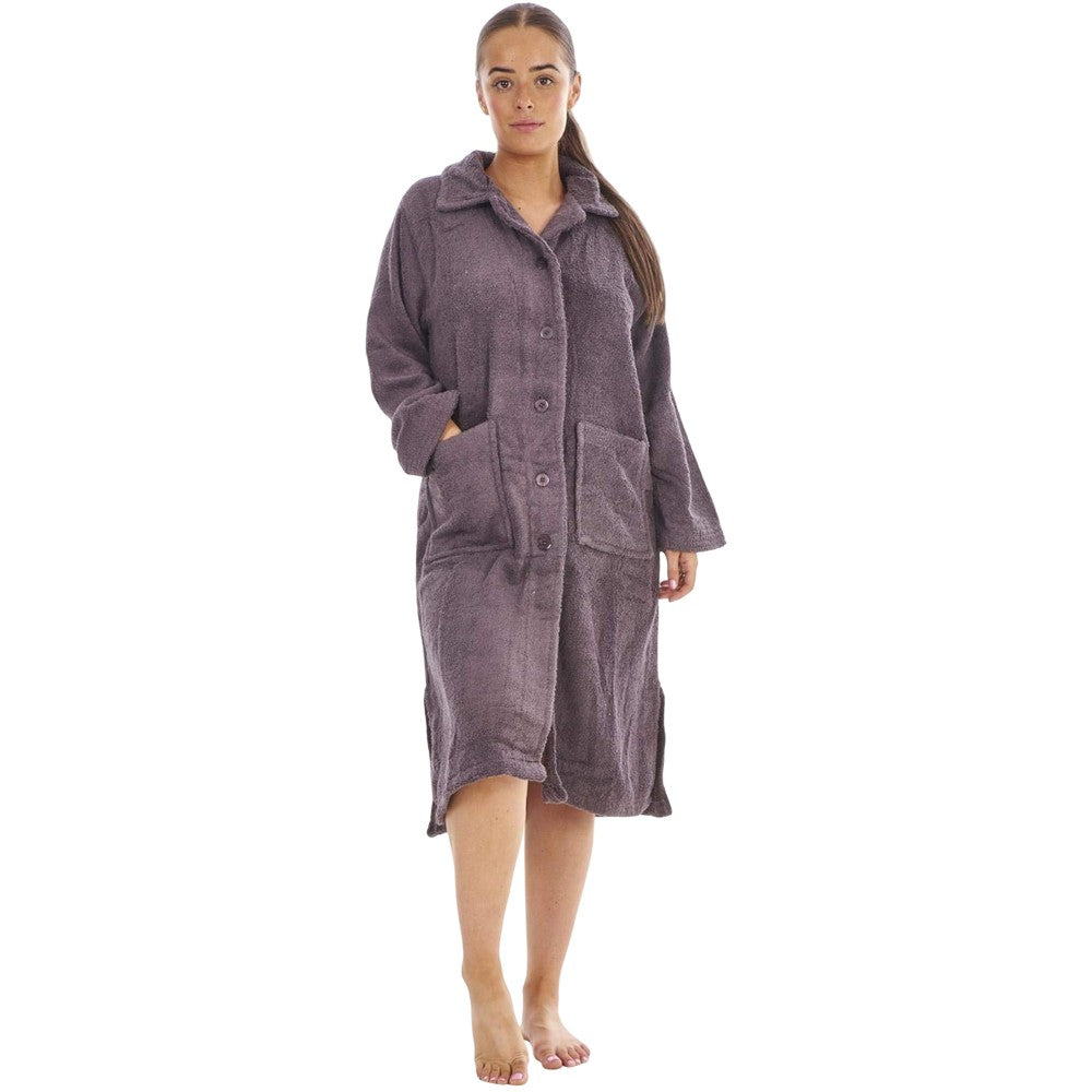 Charcoal - Side - Keanu Womens-Ladies Button-Down Cotton Towel