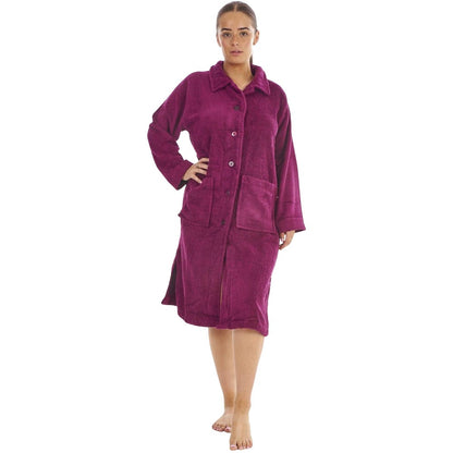 Aubergine - Front - Keanu Womens-Ladies Button-Down Cotton Towel