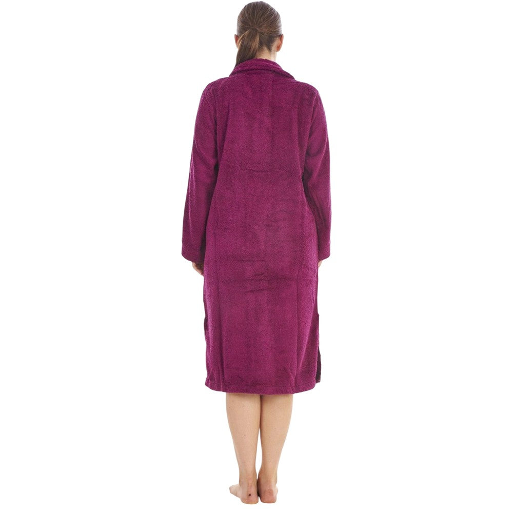 Aubergine - Back - Keanu Womens-Ladies Button-Down Cotton Towel