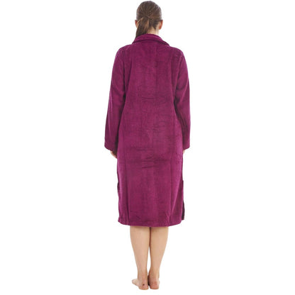 Aubergine - Back - Keanu Womens-Ladies Button-Down Cotton Towel