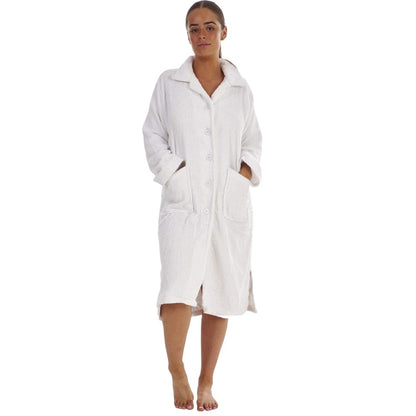White - Front - Keanu Womens-Ladies Button-Down Cotton Towel