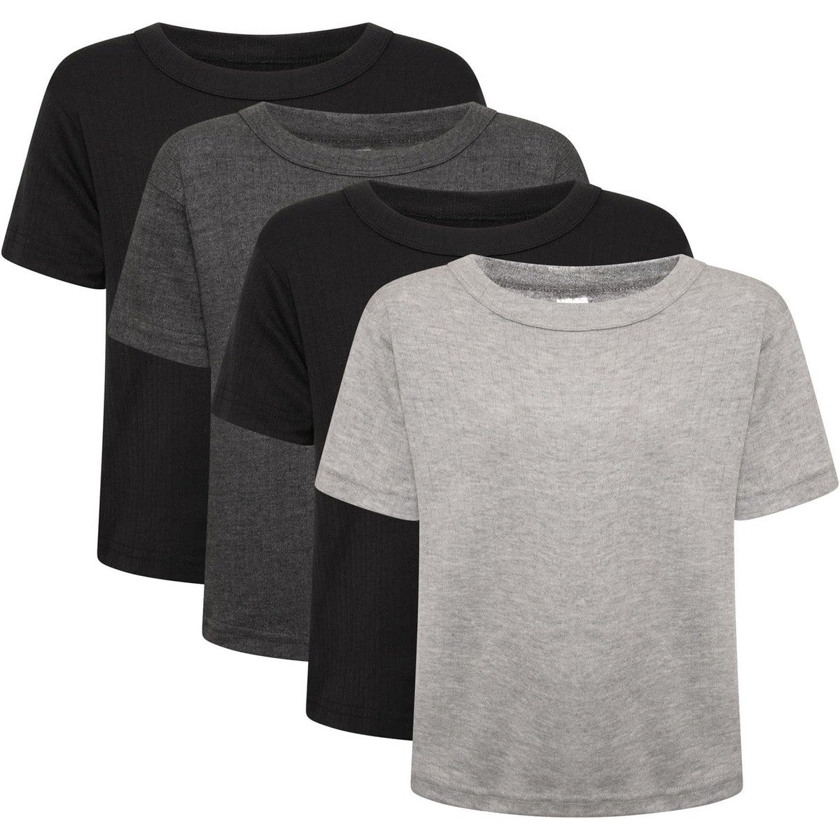 Charcoal - Front - Keanu Boys Heatforce Thermal Short-Sleeved T-Shirt (Pack of 4)