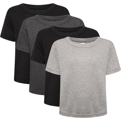 Charcoal - Front - Keanu Boys Heatforce Thermal Short-Sleeved T-Shirt (Pack of 4)
