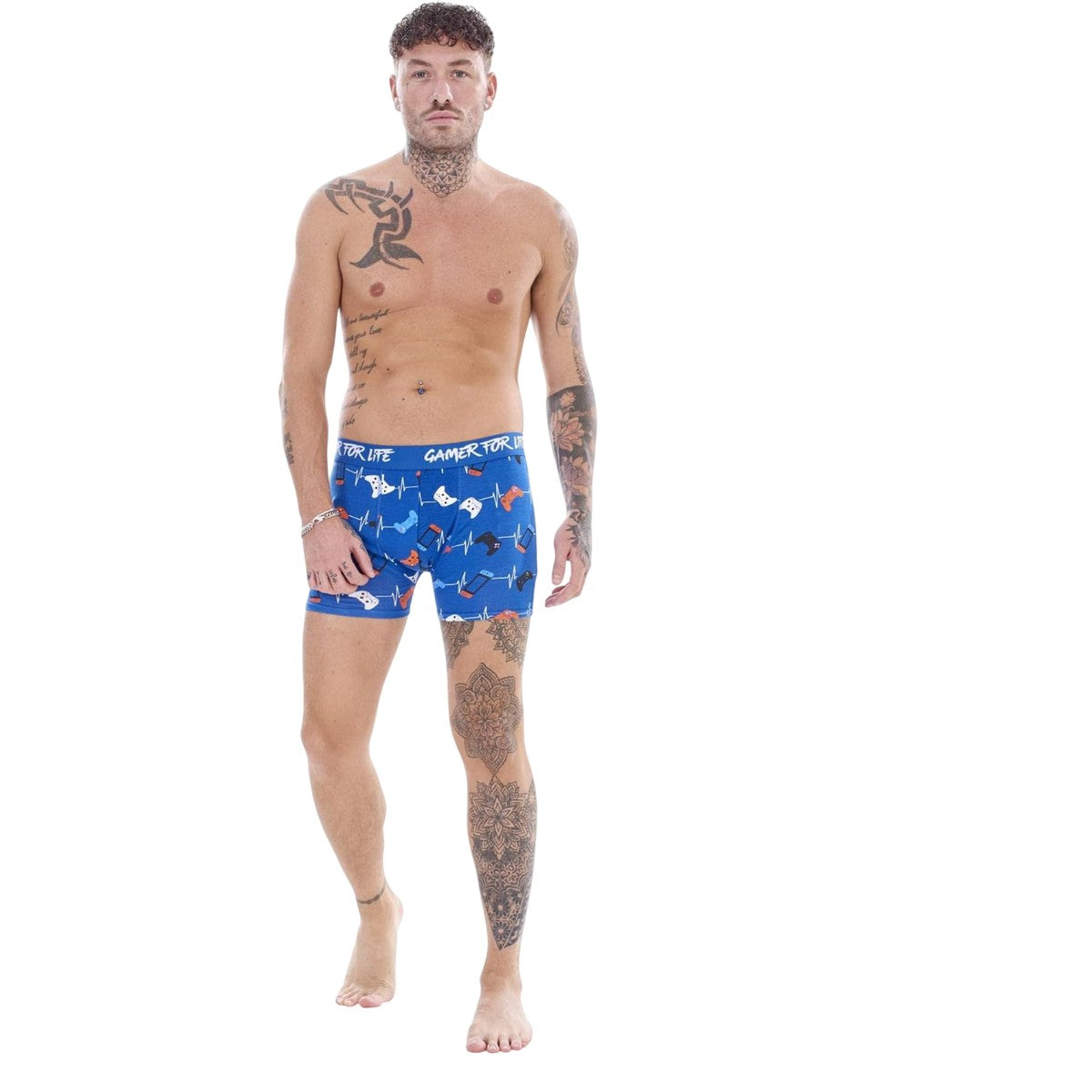 Multicoloured - Pack Shot - Floso Boys Gamer For Life Cotton Blend Boxer Shorts (Pack of 5)