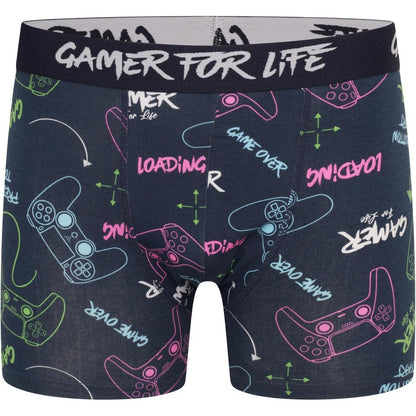 Multicoloured - Back - Floso Boys Gamer For Life Cotton Blend Boxer Shorts (Pack of 5)