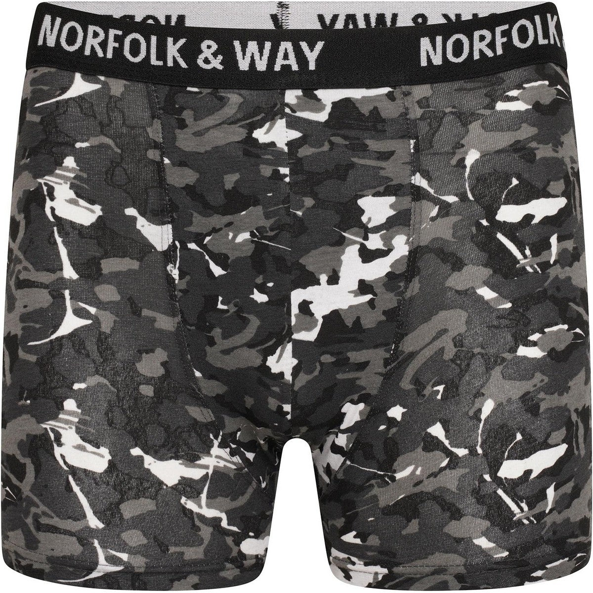 Blue-Red-Olive-Sand-Green-Grey - Back - Norfolk & Way Mens Camouflage Cotton Blend Boxer Shorts (Pack of 6)
