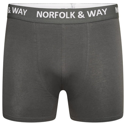 Blue-Black-Red-Royal Blue-Burgundy-Dark Grey - Back - Norfolk & Way Mens Cotton Blend Boxer Shorts (Pack of 6)