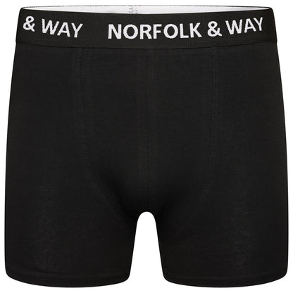 Blue-Black-Red-Royal Blue-Burgundy-Dark Grey - Lifestyle - Norfolk & Way Mens Cotton Blend Boxer Shorts (Pack of 6)