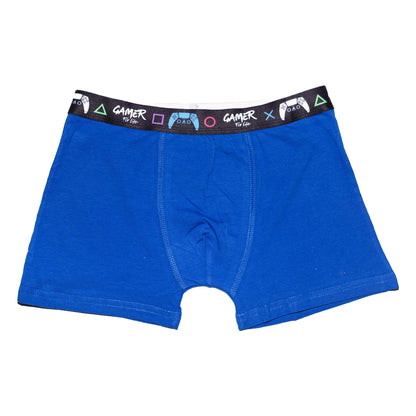 Grey-Dark Grey-Red-Royal Blue-Black - Side - Floso Boys Cotton Blend Boxer Shorts (Pack of 5)