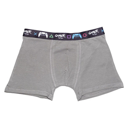 Grey-Dark Grey-Red-Royal Blue-Black - Close up - Floso Boys Cotton Blend Boxer Shorts (Pack of 5)