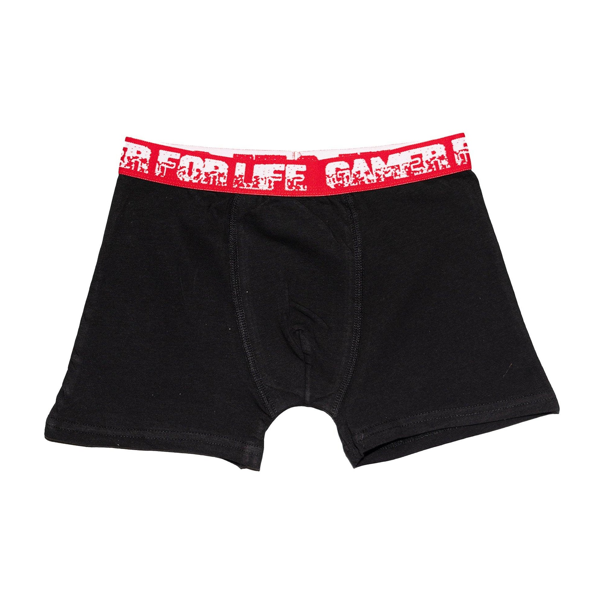 Neon Yellow-Green-Red-Blue-Purple - Side - Floso Boys Gamer For Life Graffiti Cotton Blend Boxer Shorts