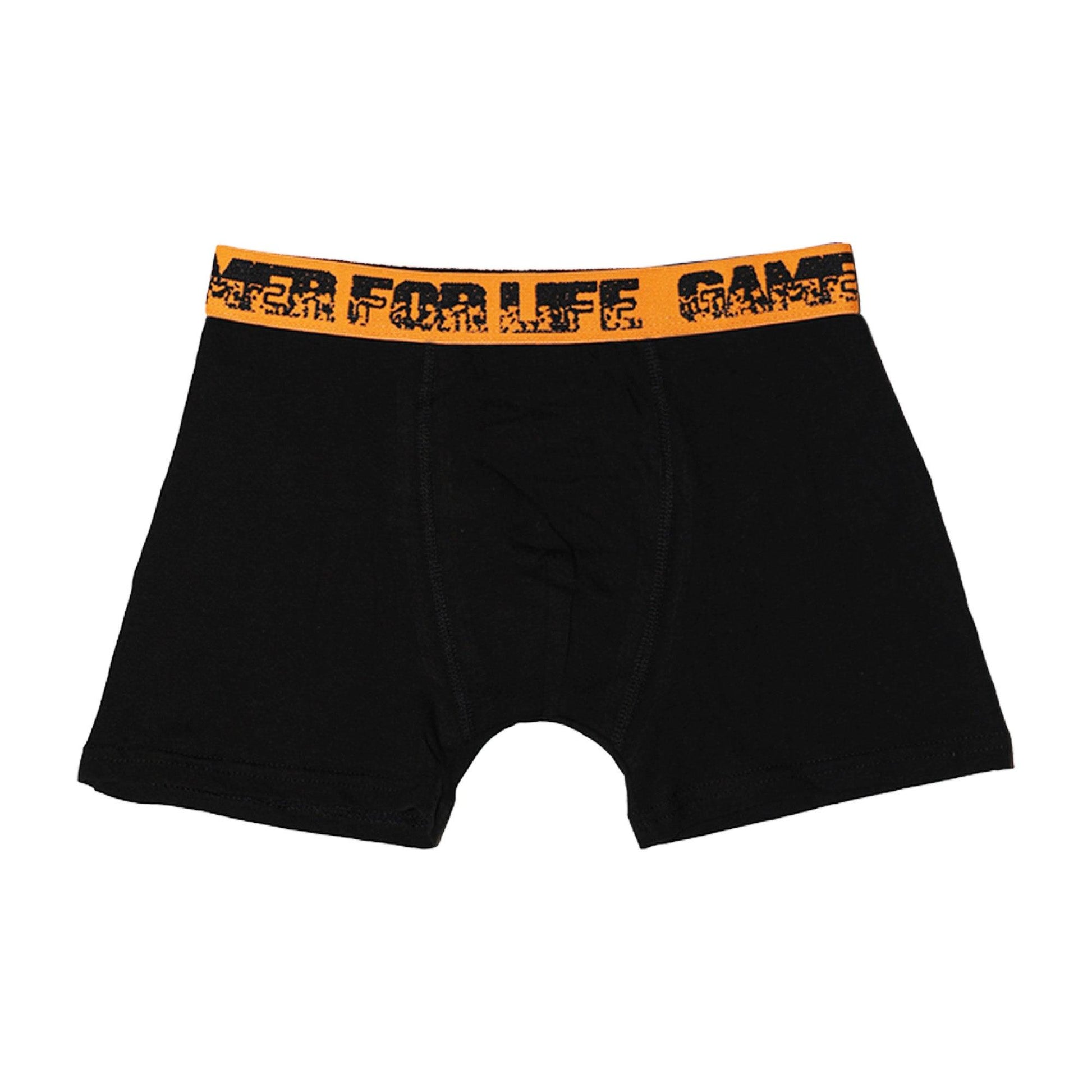 Neon Yellow-Green-Red-Blue-Purple - Close up - Floso Boys Gamer For Life Graffiti Cotton Blend Boxer Shorts