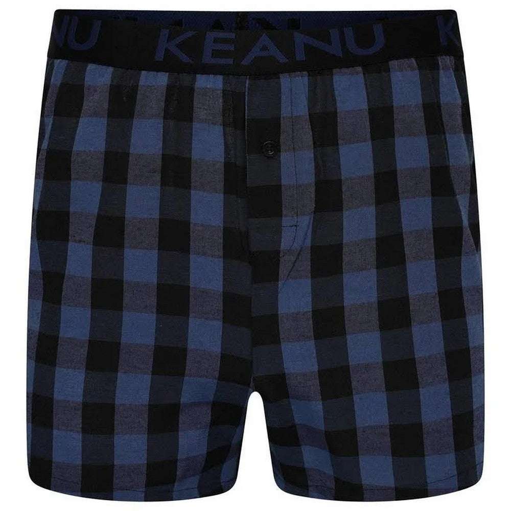 Burgundy-Blue-White-Grey-Red-Royal Blue-Black - Back - Keanu Mens Checked Cotton Blend Boxer Shorts (Pack of 6)