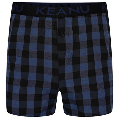 Burgundy-Blue-White-Grey-Red-Royal Blue-Black - Back - Keanu Mens Checked Cotton Blend Boxer Shorts (Pack of 6)