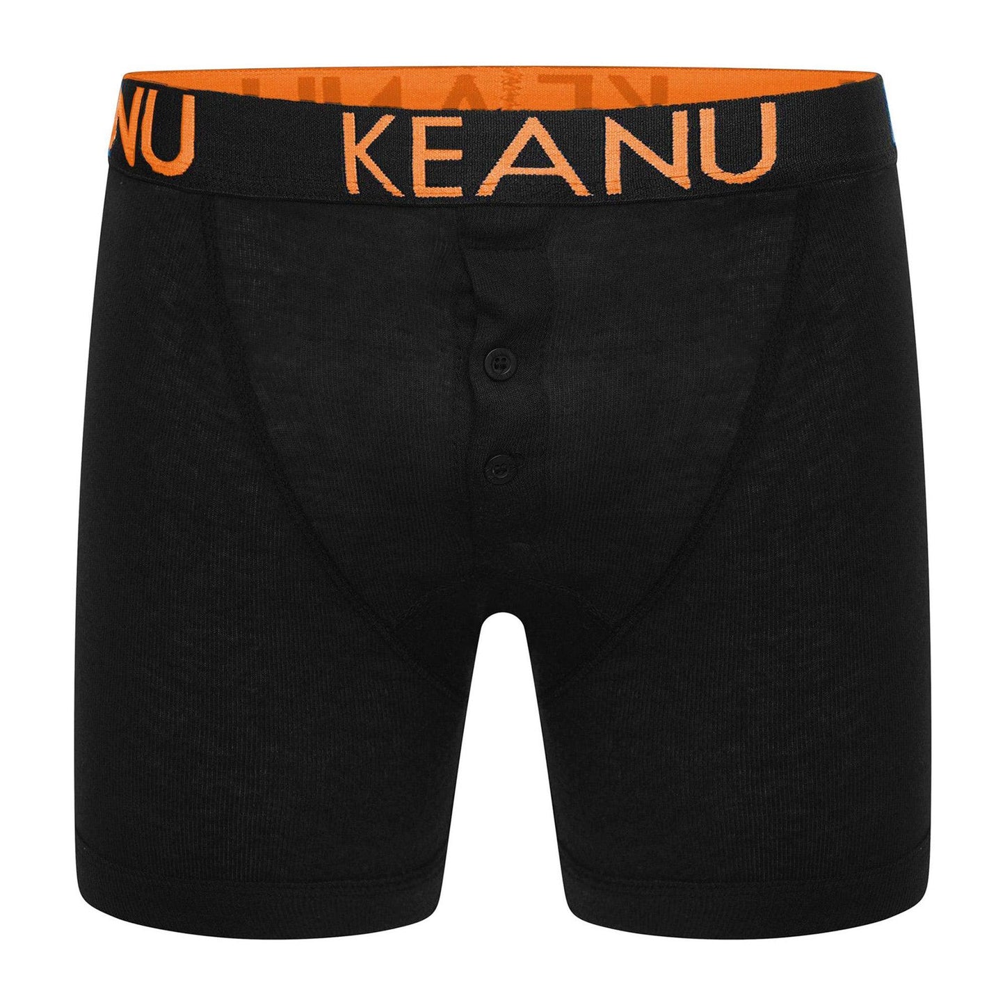 Orange-Blue-Purple-Green-Pink-Red-Black - Back - Keanu Mens Neon Cotton Blend Boxer Shorts (Pack of 6)