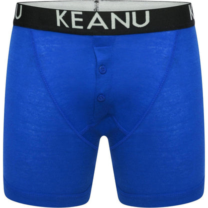 Red-Blue-Black-Royal Blue-Dark Grey-White - Back - Keanu Mens Cotton Blend Boxer Shorts (Pack of 6)
