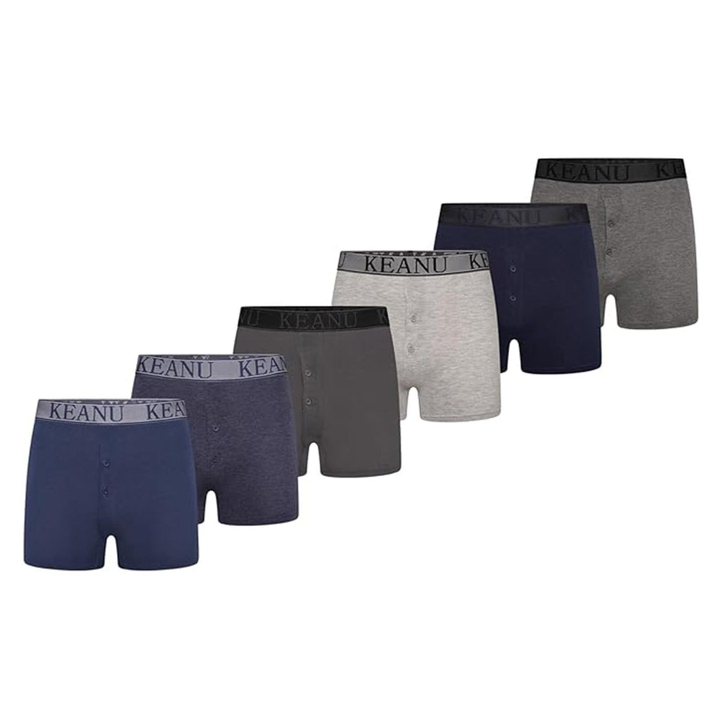 White - Back - Keanu Mens Plain Boxer Shorts (Pack of 6)