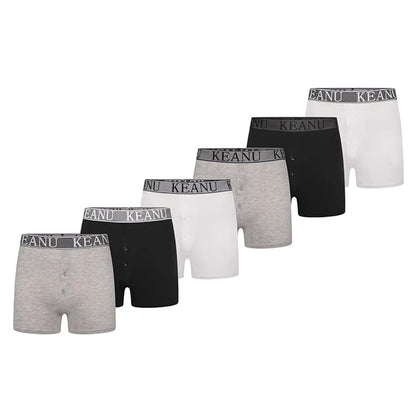 White - Side - Keanu Mens Plain Boxer Shorts (Pack of 6)