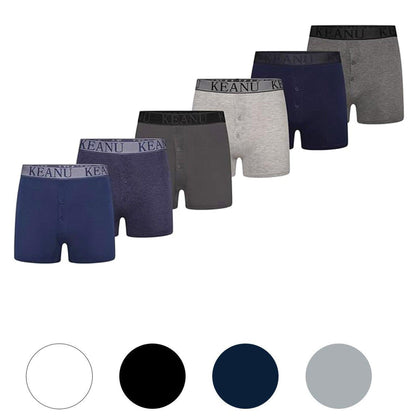 Blue - Front - Keanu Mens Plain Boxer Shorts (Pack of 6)