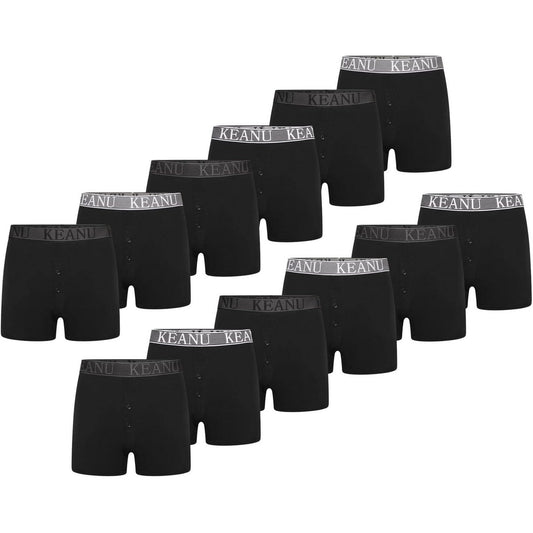Black - Front - Keanu Mens Boxer Shorts (Pack of 12)