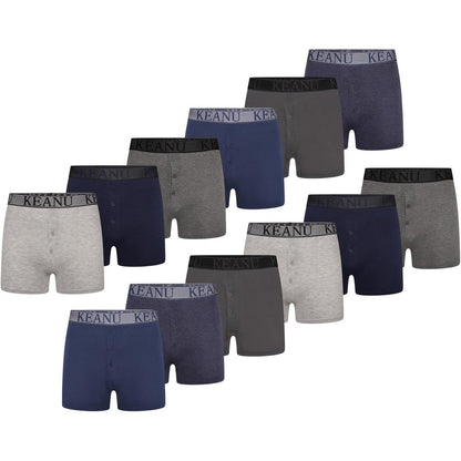 Blue - Front - Keanu Mens Plain Boxer Shorts (Pack of 12)