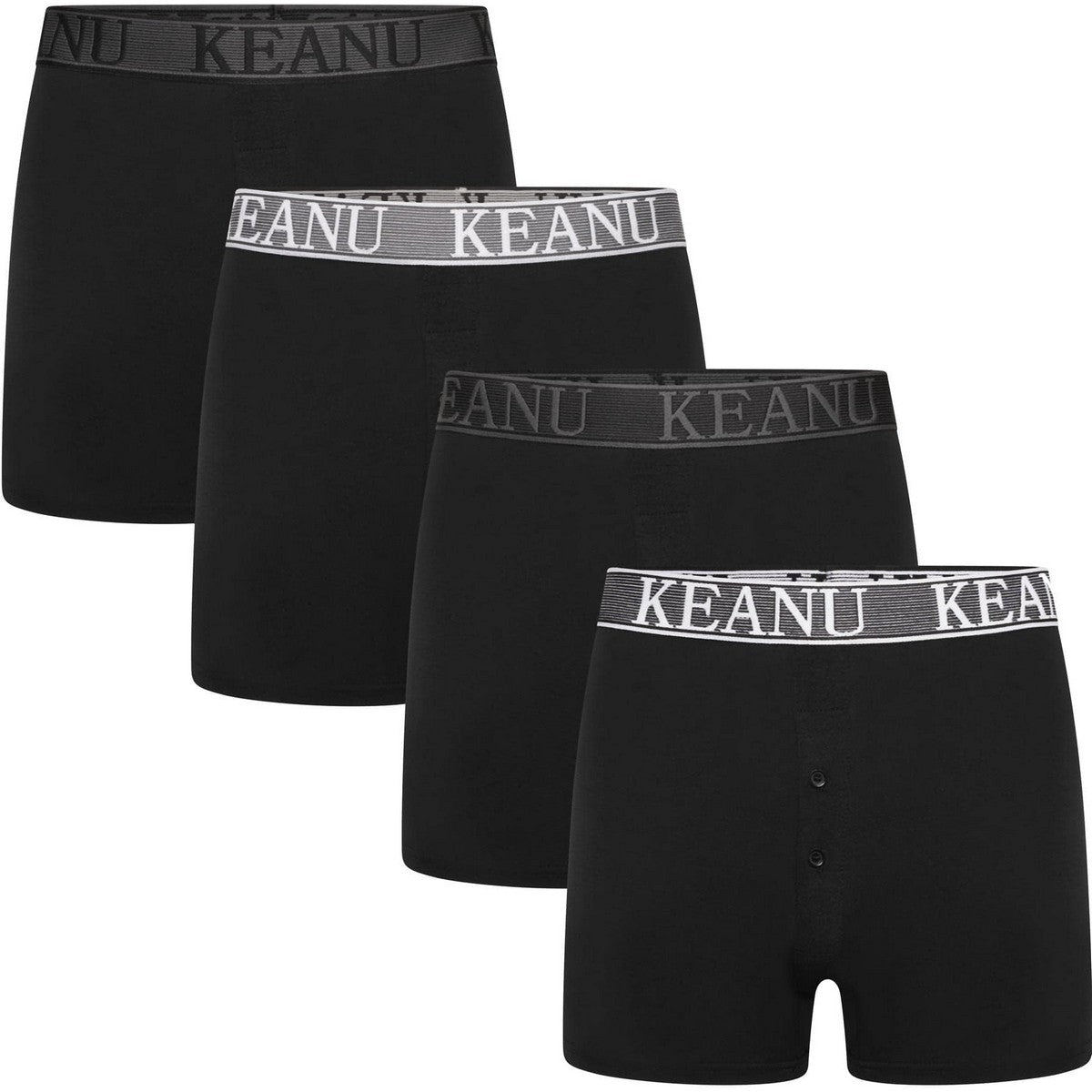 Black - Back - Keanu Mens Plain Boxer Shorts (Pack of 12)