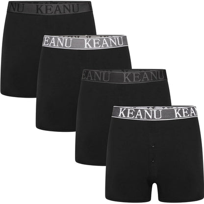 Black - Back - Keanu Mens Plain Boxer Shorts (Pack of 12)