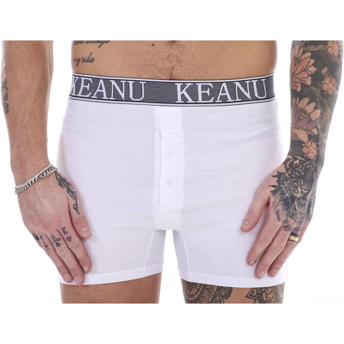 White - Pack Shot - Keanu Mens Plain Boxer Shorts (Pack of 12)