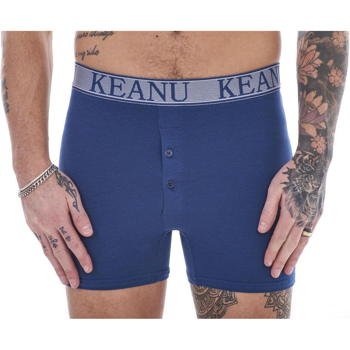 Blue - Pack Shot - Keanu Mens Plain Boxer Shorts (Pack of 12)