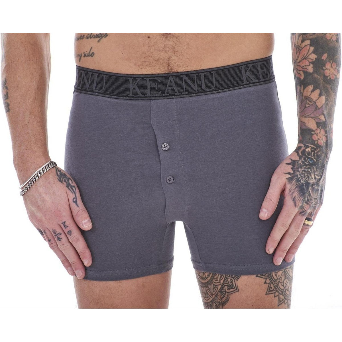 Blue - Close up - Keanu Mens Plain Boxer Shorts (Pack of 12)