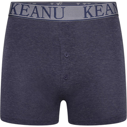 Blue - Back - Keanu Mens Plain Boxer Shorts (Pack of 12)