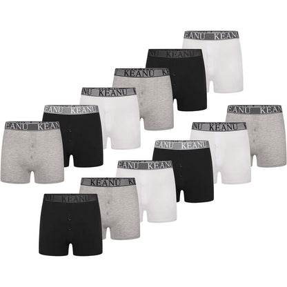 White - Front - Keanu Mens Plain Boxer Shorts (Pack of 12)