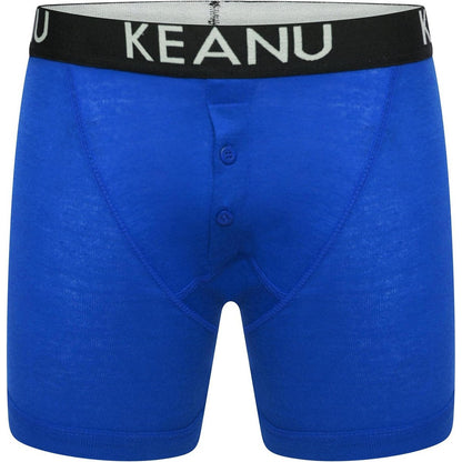 White-Dark Grey-Royal Blue-Blue-Red-Black - Back - Keanu Boys Cotton Blend Boxer Shorts (Pack of 6)