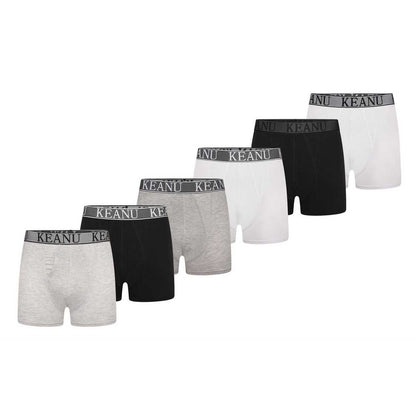 White - Front - Keanu Mens Plain Boxer Shorts (Pack of 6)