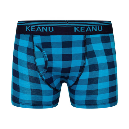 Dark Grey-Royal Blue-Black-White-Red-Light Blue - Back - Keanu Mens Checked Cotton Blend Boxer Shorts (Pack of 6)