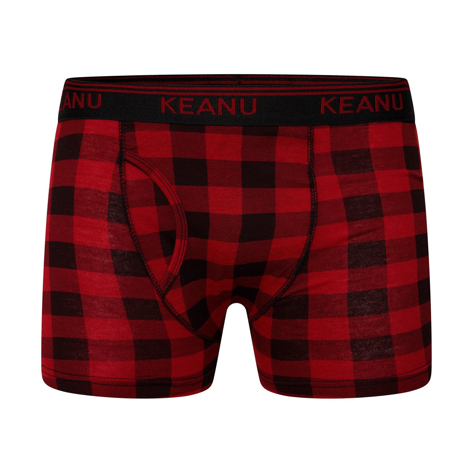 Dark Grey-Royal Blue-Black-White-Red-Light Blue - Side - Keanu Mens Checked Cotton Blend Boxer Shorts (Pack of 6)